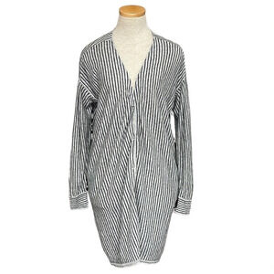 C.T. Plage Linen Shirt Dress Tunic Knit Stripes Gray Size 36 US 4